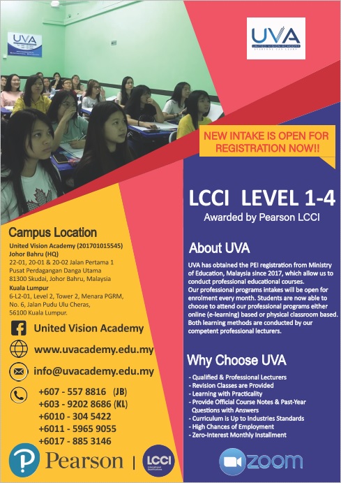 United Vision Academy College Johor Bahru Jb Hrdf Trainer Acca Course Lcci Course Cat Course Diploma In Estate Agent Diea Rea Course Ren Course Hrdf Course